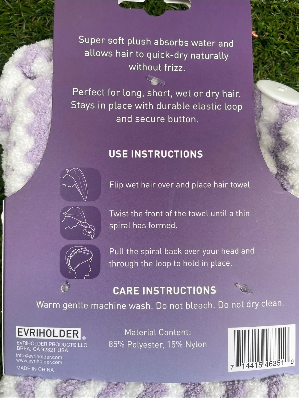 Purple & White Zigzag Hair Towel